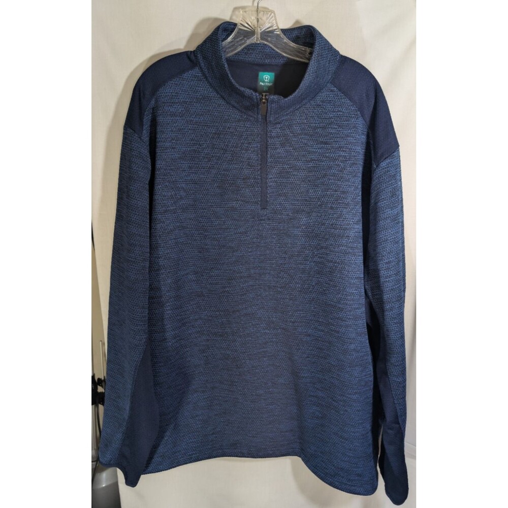 Pro Tour Pullover   1/4 Zip Blue Men's Long Sleeve Pocket Detail Size 2X